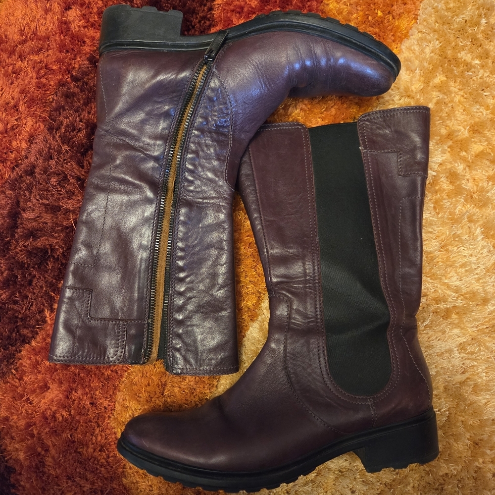 Hunter Elegant Chelsea Brown/Wine Leather Boots